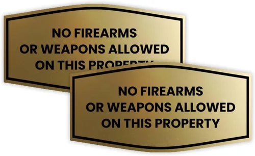Vista 12 de Fancy No Firearms or Weapons On This Property Sign (Negro/Plata) - Mediano