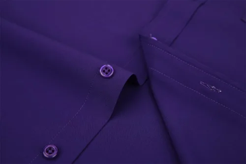 Vista 8 de corfty Camisa de vestir de manga larga para hombre, ajuste regular, elástica, sin arrugas, casual, con botones