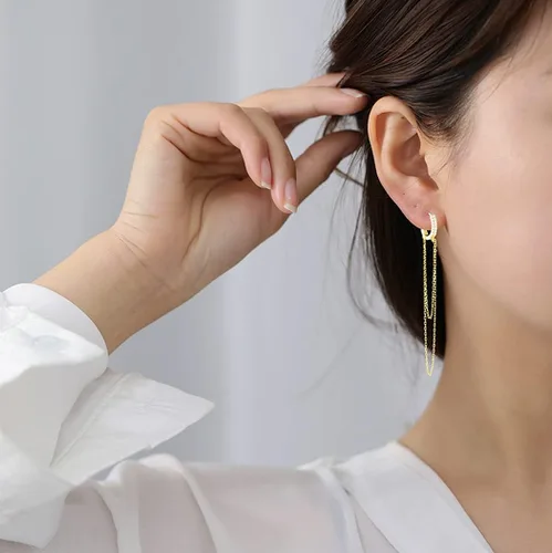 Vista 5 de SLUYNZ Aretes de aro pequeños de plata de ley 925 con circonita cúbica para mujer, diseño minimalista