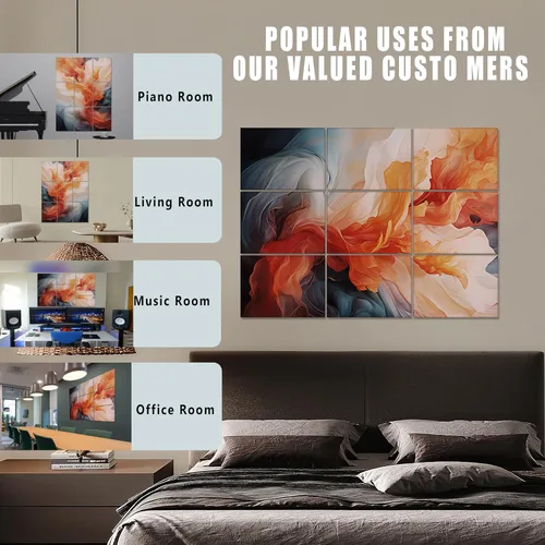 Vista 8 de Paquete de 9 paneles acústicos de arte para pared, paneles absorbentes de sonido de 48 x 36 pulgadas, paneles decorativos de amortiguación