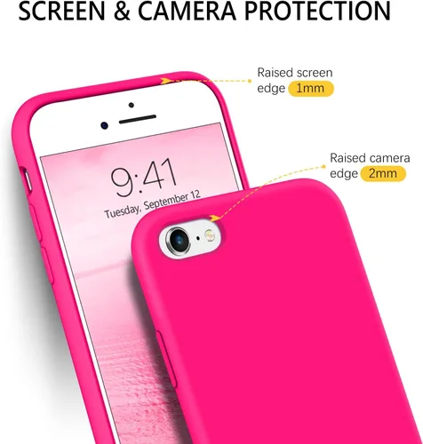 Vista 9 de GUAGUA Funda compatible con iPhone 6s, iPhone 6, silicona líquida, gel suave, goma delgada, ligera, forro de microfibra, con textura, a prueba