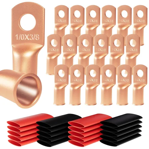 Vista 12 de 6 piezas 1/0 AWG - 1/2" (M12) Sanuke Terminales de anillo para cable de alambre con conectores de extremos resistentes para cable de batería, ojales