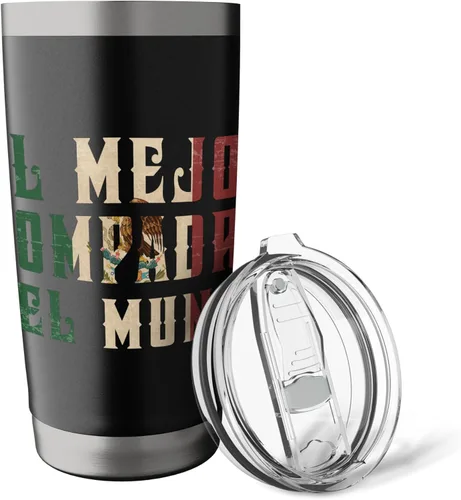 Vista 5 de El Mejor Compadre Del Mundo Spanish Compadre - Vaso aislado de acero inoxidable Negro