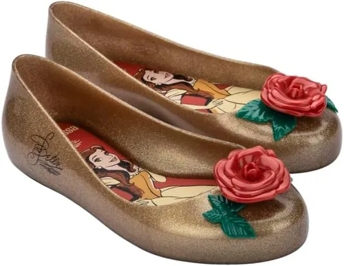 Vista 2 de mini melissa Zapatos planos de ballet Sweet Love + Disney Princess Jelly para niños, zapatos de bailarina de gelatina para niñas, zapatos planos