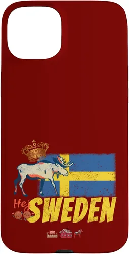 Vista 9 de Funda para iPhone 16 Suecia con bandera vintage y recuerdo de alce