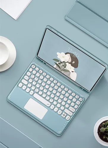 Vista 6 de Funda para teclado con panel táctil para Galaxy Tab S6 Lite de 10.4 pulgadas (2024/2022/2020) con soporte para bolígrafo S, teclas redondas