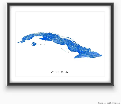 Vista 3 de Cuba Map Wall Art Print 8x10, Cuba Poster 24x36, Handmade Topographic Cuba Decorations for Home, Havana, Caribbean Island, Cuba Gifts by Maps As Art
