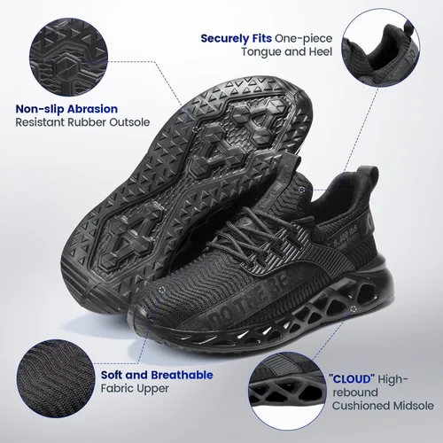 Vista 35 de Furuian - Tenis con punta de acero para hombres y mujeres, zapatos de seguridad ligeros, cómodos, a prueba de pinchazos, zapatos de trabajo