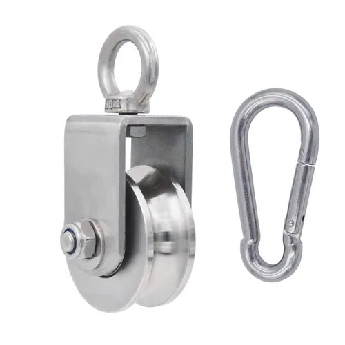 Vista 10 de Rueda de Polea de Acero Inoxidable con Rodamiento Dúplex Supersilencioso, Sistema de Polea Desmontable de Rotación de 360 Grados para Gimnasio