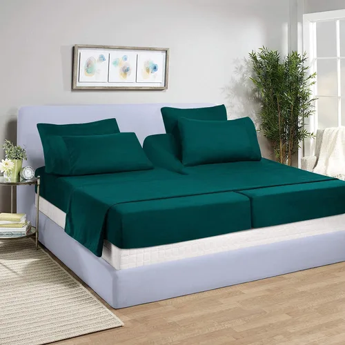 Vista 25 de Juego de sábanas divididas de 5 piezas de 800 hilos para cama ajustable (2 piezas, 1 sábana plana y 2 fundas de almohada) 100% algodón egipcio