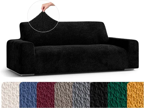 Vista 26 de PAULATO BY GA.I.CO. Funda para sofá, funda de sofá biplaza, funda elástica para sillón, funda de tela de poliéster suave, colección terciopelo Negro