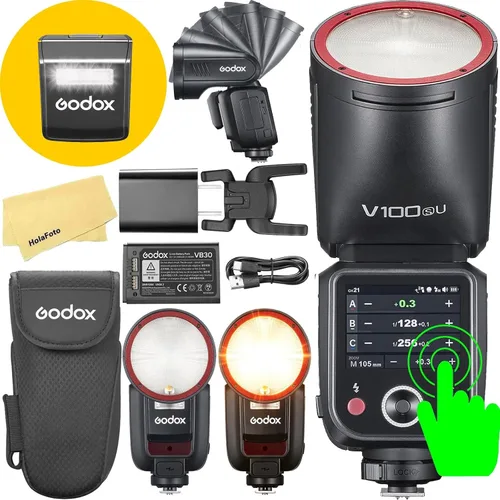 Vista 12 de GODOX Flash de cámara V100 V100C V100-C para Canon Flash Speedlite, 100 Ws 2.4G TTL1/8000 HSS, 400 flashes de potencia completa, batería de iones