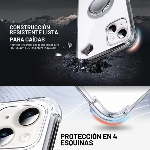 Vista 3 de Silverback Funda transparente para iPhone 14 con soporte de anillo de 6.1