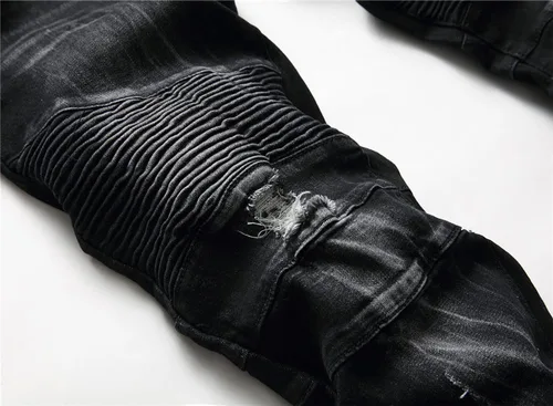 Vista 2 de AITITIA Jeans de corte recto lavado con cremallera para hombre