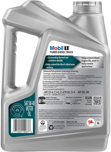 Vista 3 de Mobil 1 aceite para camión con motor diésel turbo 5W-40