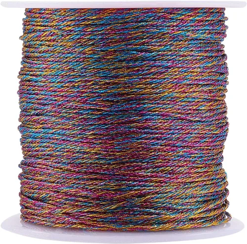 Vista 12 de LiQunSweet Cordón metálico de 21 yardas, 0.039 in/15 capas, hilo de abalorios, manualidades y decoración, colorido