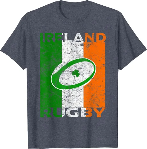 Vista 71 de Camiseta de rugby irlandés con la bandera de Irlanda, regalo vintage Negro