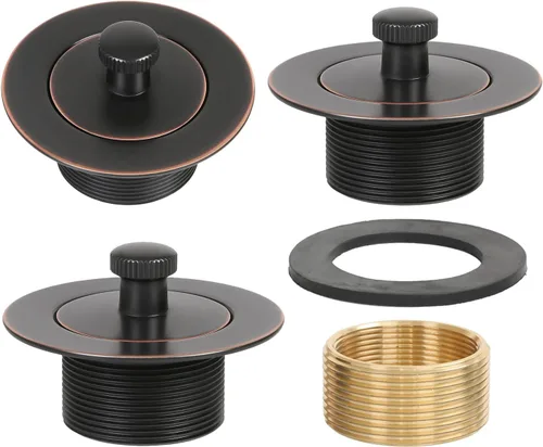 Vista 3 de Kit de drenaje de bañera de bronce veneciano - Elevación y giro - Kit de repuesto para bañera, placa de desbordamiento y tornillos incluidos, ajuste