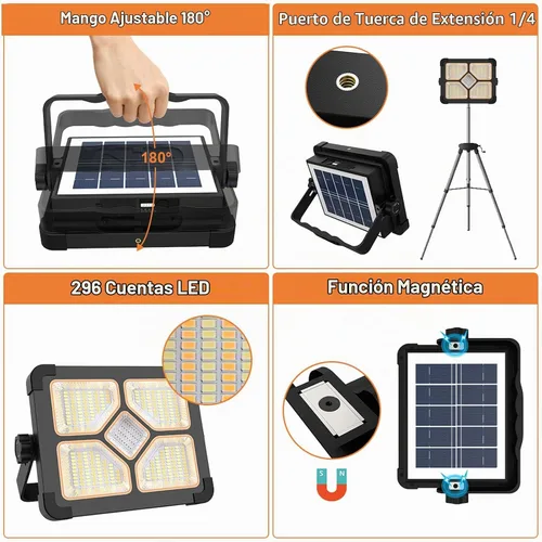 Vista 5 de ERAY Luz de Trabajo LED Portátil con Batería Recargable 15000mAh 10000 LM, Luces de Camping Solares, IP66 4 Modos de Iluminación Luz de Trabajo