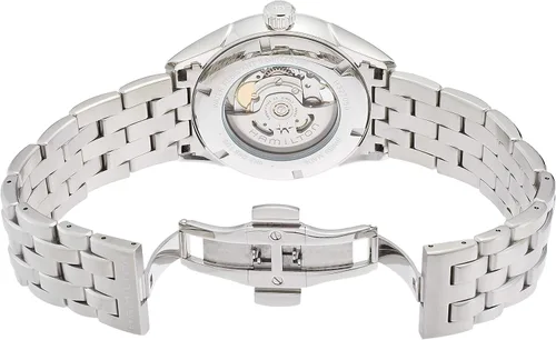Vista 7 de Hamilton Jazzmaster Reloj automático suizo de corazón abierto de 1654in esfera azul pulsera de acero inoxidable plateado modelo H32705142 Azul
