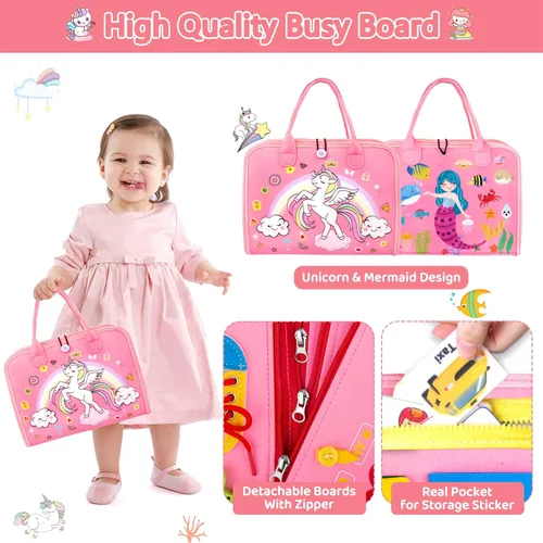 Vista 5 de HONGDDY Juguetes Montessori para niños pequeños, juguete de mesa sensorial para aprender habilidades motoras finas, libros silenciosos, juguetes