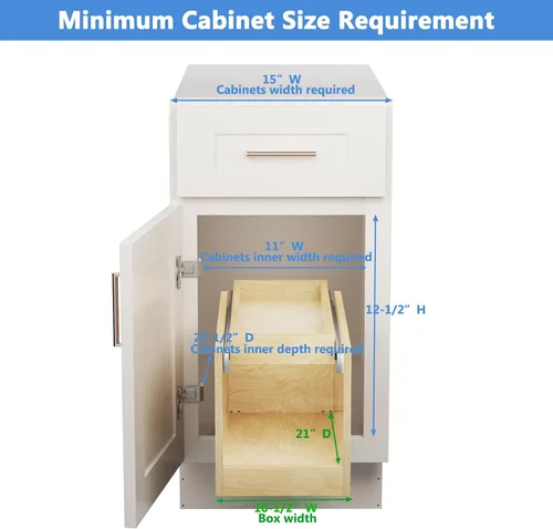 Vista 3 de LOVMOR Organizador retráctil de gabinete extraíble de doble cajón, 10½ pulgadas de ancho x 21 pulgadas de profundidad, cajones de gabinete de cierre