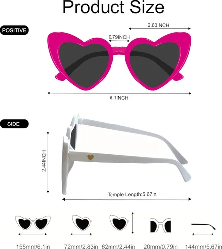 Vista 3 de PartyGifts&beyond Gafas de sol de despedida de soltera con forma de corazón, paquete de 10 lentes de sol para despedida de soltera
