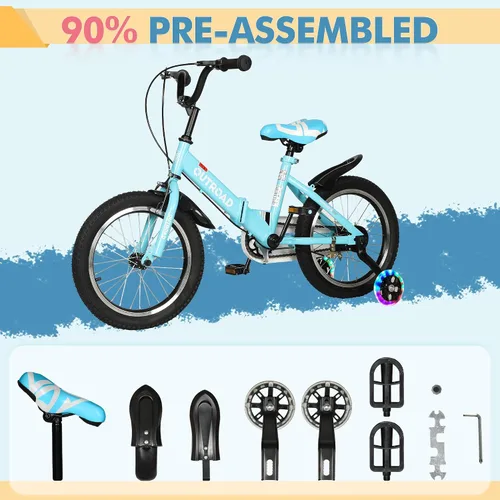 Vista 8 de SUNCROWN Kids Bike, 14 16 18 Inch Children Bicycle, Foldable Toddler Bike for Boys & Girls Age 3-10 Years with Flash Lighting Training Wheel