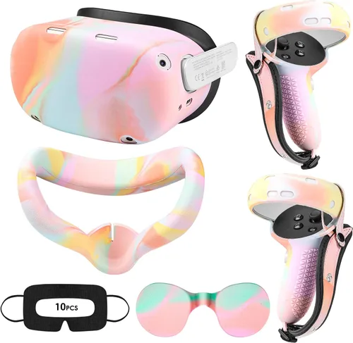 Vista 54 de Relohas Accessories for Oculus Quest 2, VR Accessory Set for Meta Quest 2, Include Controller Grip Leather Cover, VR Shell Cover, Face Cover, The