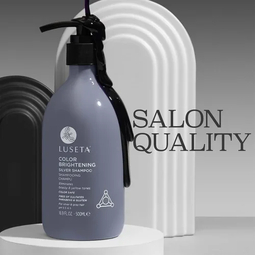 Vista 2 de Luseta - Champú iluminador de color para cabello plateado y gris, elimina los tonos cobrizos y amarillos, hidrata, promueve el acabado brillante