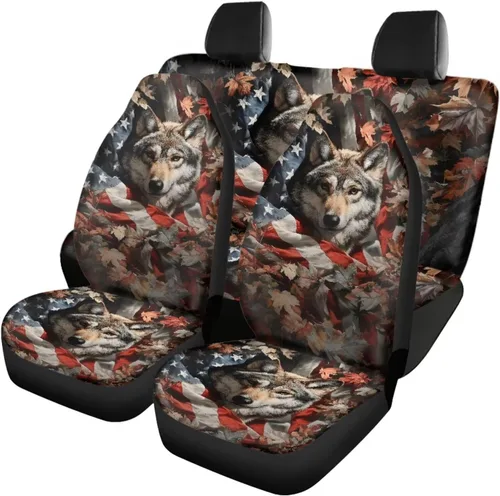 Vista 30 de Howilath 250 USA Anniversary - Juego de 4 fundas de asiento de automóvil de ajuste universal para asientos delanteros y traseros para uso en todas