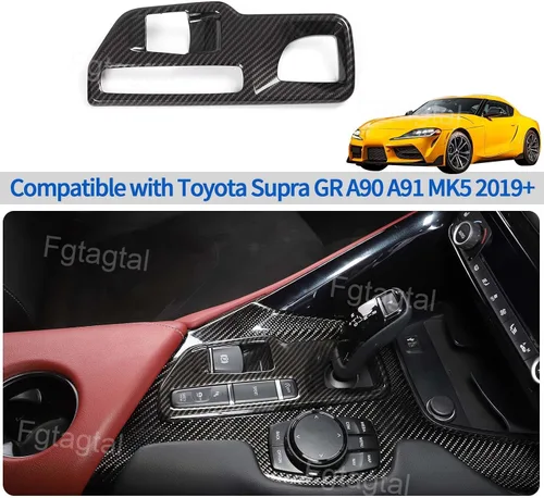 Vista 6 de Compatible con Toyota Supra GR A90 A91 MK5 2019-2026 Cubierta de panel de palanca de cambios, cubierta protectora de panel antiarañazos