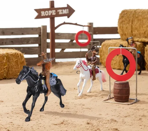 Vista 3 de Figuras occidentales, figuras de acción modelo, equitación de plástico indios, figuras de juego, 8 piezas