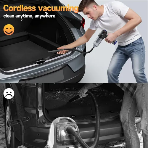 Vista 8 de Aspiradora de Coche Portátil Inalámbrica de Alta Potencia Pequeña Aspiradora de Mano 4-en-1 Soplador de Aire Comprimido y Soplador de Aire y Bomba