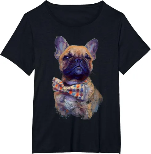 Vista 28 de Camiseta de bulldog francés con estampado realista, artística de bulldog francés, Negro, S