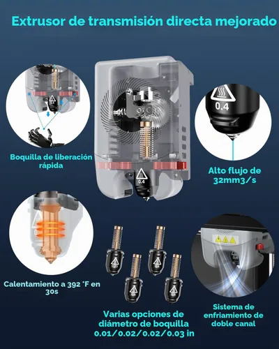 Vista 5 de FLASHFORGE Adventurer 5M Impresora 3D de Alta Velocidad Máx. 600mm/s con Nivelación Automática, Cambio de Boquilla en 3 Segundos, Impresión