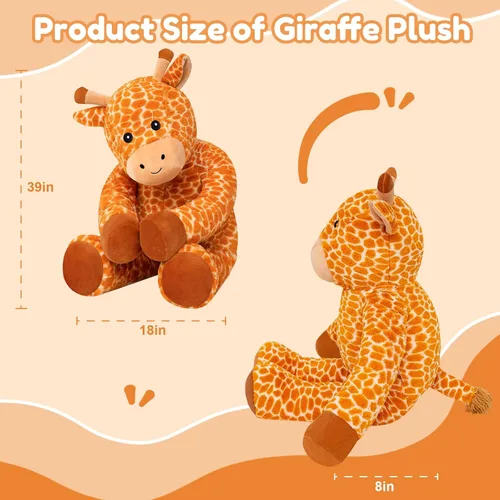 Vista 3 de SQEQE Peluche de jirafa grande de 39 pulgadas, jirafa de peluche gigante para niños y adultos, lindos peluches enormes para cumpleaños, Navidad