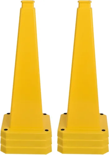 Vista 8 de Conos de precaución de 26.5 pulgadas, letreros de seguridad visibles de 4 lados con base de goma pesada, advertencia para prevención de resbalones