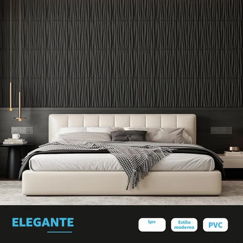 Vista 2 de Art3d - 24 paquetes de paneles de pared 3D para decoración interior del hogar, paneles de acento de pared texturizados ondulados de PVC para sala