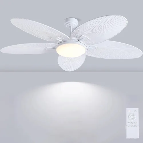 Vista 15 de PHORUS Ventiladores de techo de hoja de palma de 48 pulgadas con luces, ventiladores de techo tropical para exteriores con control remoto
