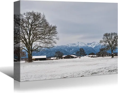 Vista 11 de BANHUA1 Decoración de pared de escena de nieve de invierno, lienzo, pintura artística de pared, póster de tierra de nieve de invierno sobre lienzo