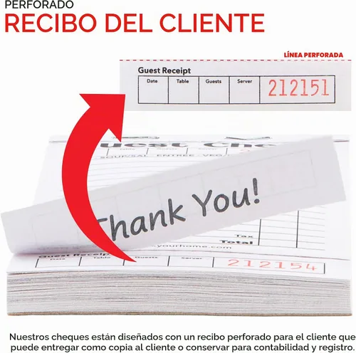 Vista 4 de Stock Your Home Libros de Cheques de Huéspedes en Blanco y Negro para Meseros (Paquete de 5) Blocs de Notas de Mesero, Talonario de Cheques