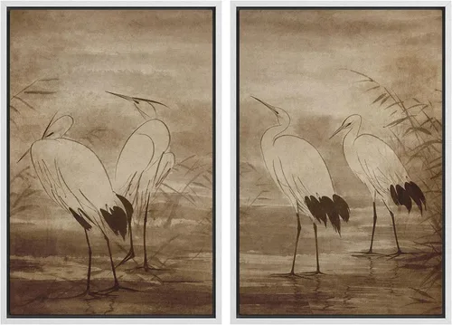 Vista 15 de MUDECOR Lienzo enmarcado para pared, bosque brumoso, reflejos, paisaje tranquilo, ilustraciones modernas, arte decorativo, bohemio, tranquilo/zen