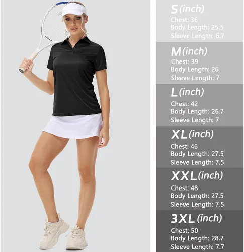 Vista 6 de MOHEEN Polo de manga corta de secado rápido para mujer, absorbe la humedad, polo de golf atlético