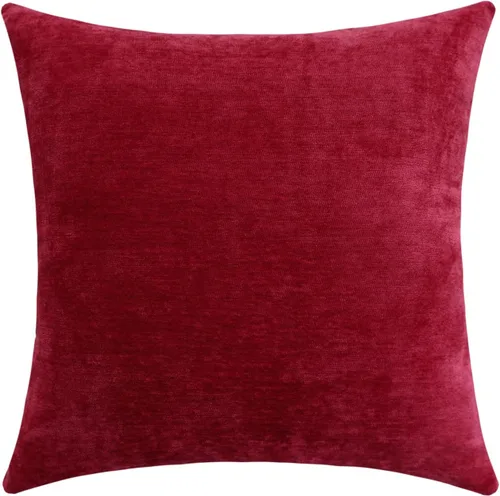 Vista 46 de Jeneoo - Fundas de almohada decorativas rojas brillantes de chenilla suave, fundas de cojín cómodas y sólidas para sofá de sala de estar