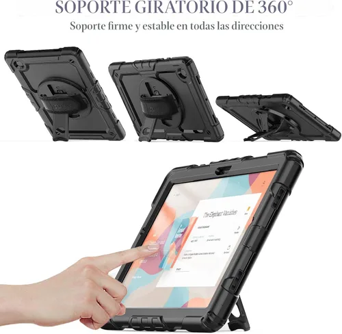 Vista 6 de SEYMAC stock Funda para Samsung Galaxy Tab A8 de 10.5 pulgadas, funda de protección contra caídas de cuerpo completo con protector de pantalla