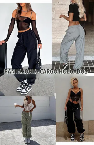 Vista 6 de DISCIPBUSH Pantalones cargo holgados para mujer, pantalones de paracaídas para mujer, pantalones rave, pantalones Y2K, trajes de festival para mujer
