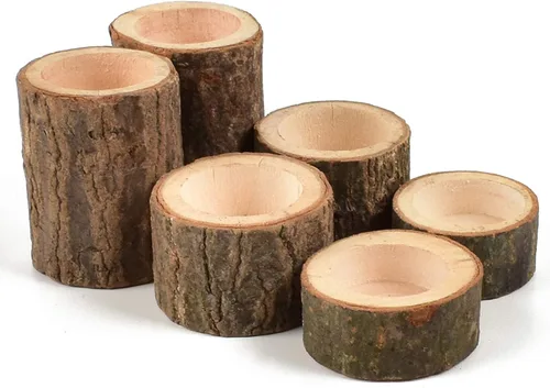 Vista 6 de Yikko Portavelas de vela de té, soporte votivo de madera personalizado para centros de mesa de boda, Halloween, fiesta de Navidad, día de San