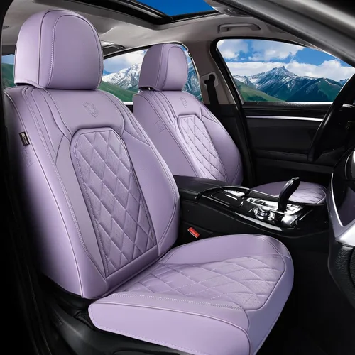 Vista 29 de Coverado Fundas de Asientos Delanteros, Funda de Asiento de Cuero Sintético de Lujo Impermeable, Protector de Asiento de Coche Beige, Funda