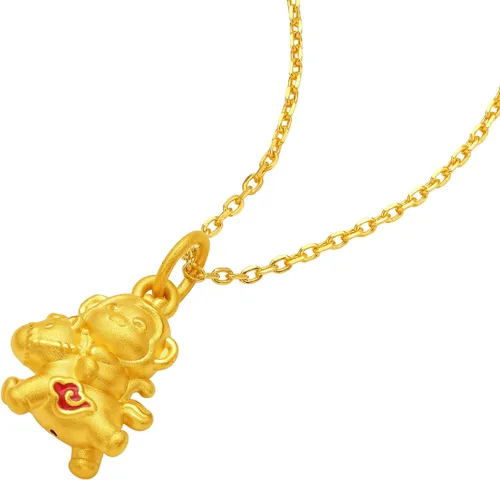 Vista 3 de ZHOU LIU FU Colgantes de oro macizo de 24 quilates, lindo animal caballo y mono, colgante de esmalte solo encanto joyería de oro real para mujeres